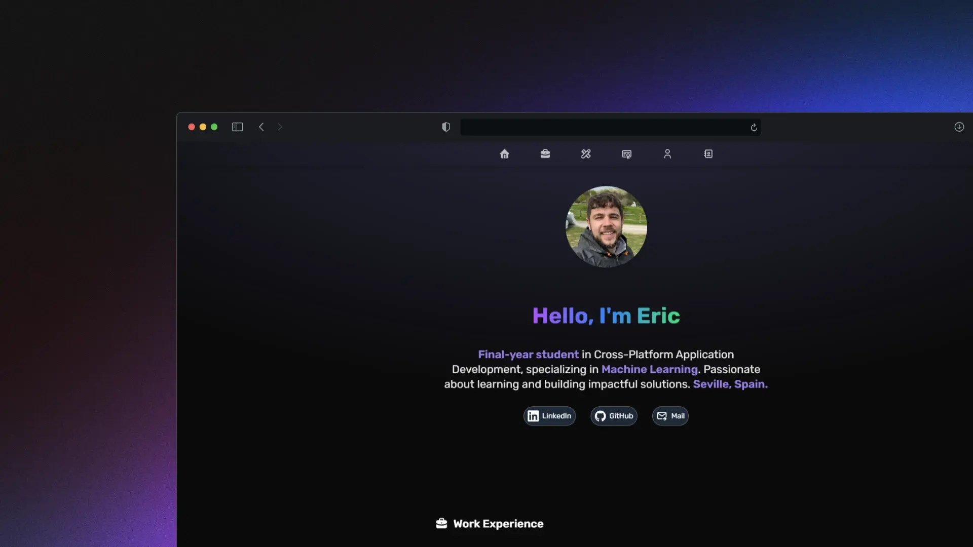 Screenshot of the project My Personal Portfolio - Designed and Built from Scratch